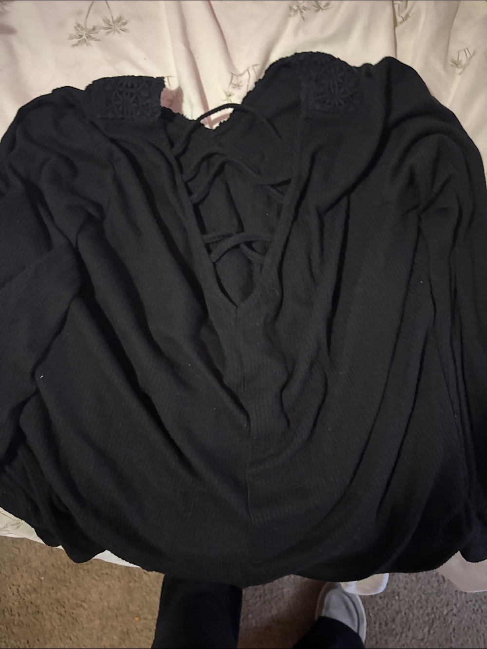 Maurices Black Lace-Up V-Neck Tunic Top